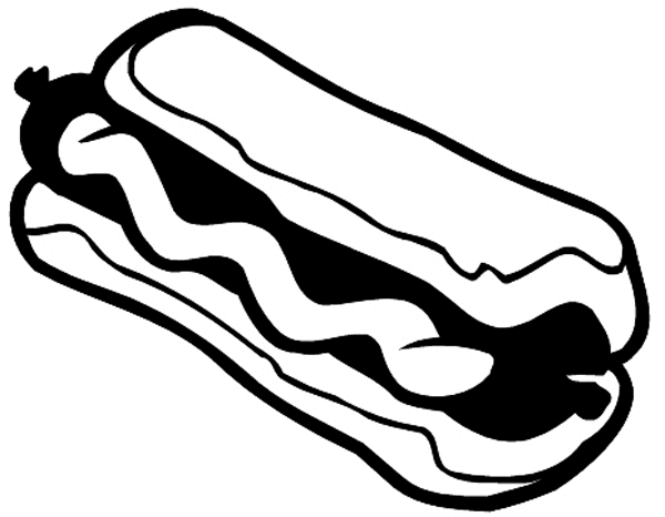 Hot dog on a bun vinyl sticker. Customize on line. Food Meals Drinks 040-0493